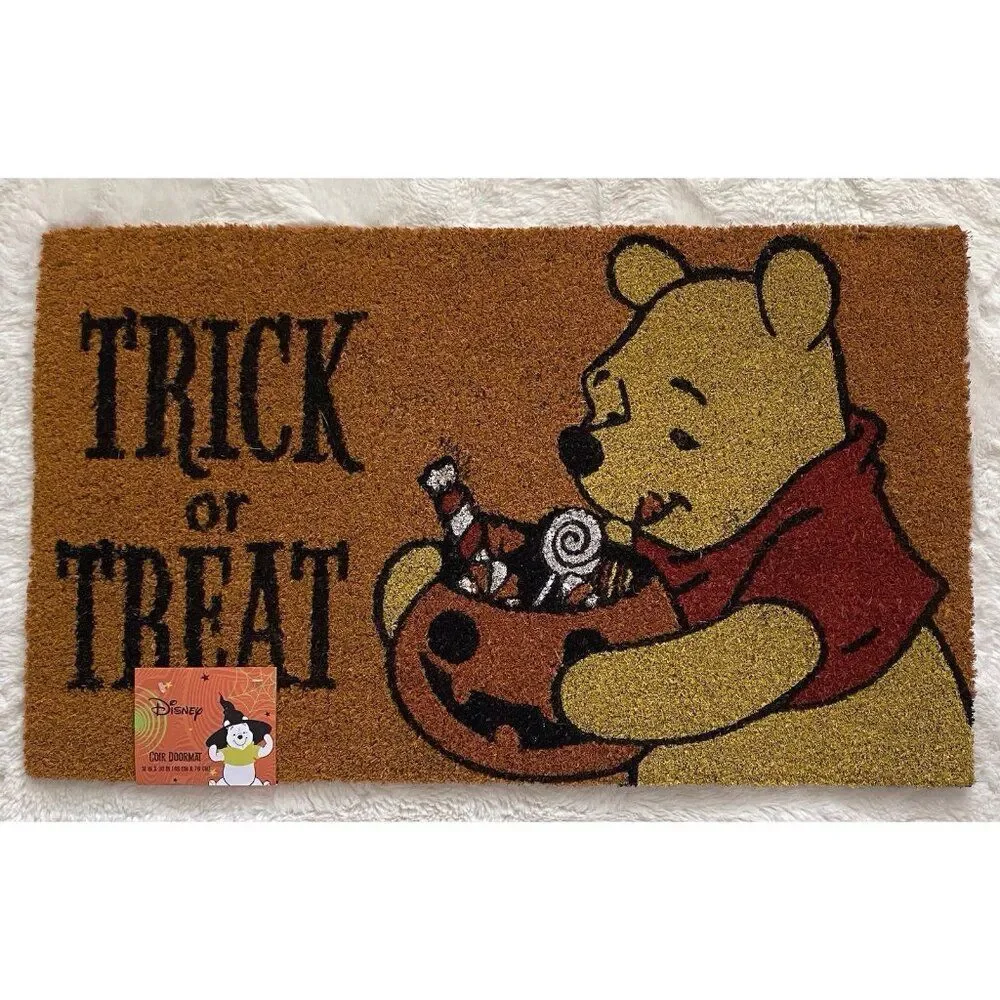 Disney Winnie The Pooh Halloween Door Mat Coir 18 X 30” Trick Or Treat NEW